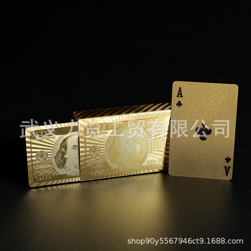 美元扑克牌金箔扑克牌 银箔扑克牌批发 金色土豪金扑克黑色塑料牌详情18