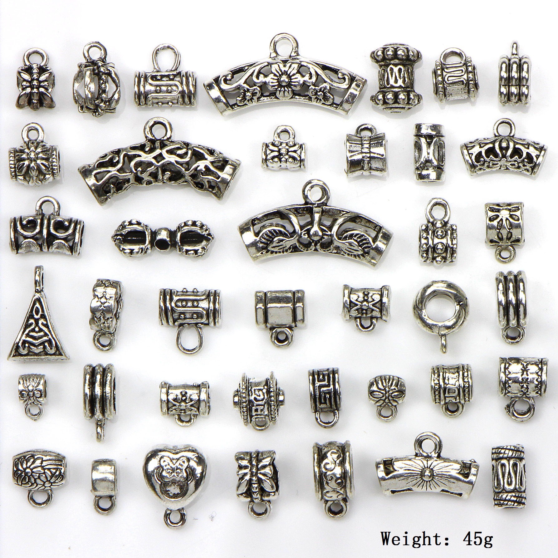 DIY Tibetan silver jewelry accessories from the manufacturer, retro material Tibetan silver three-way bead pendant buckle pic 1