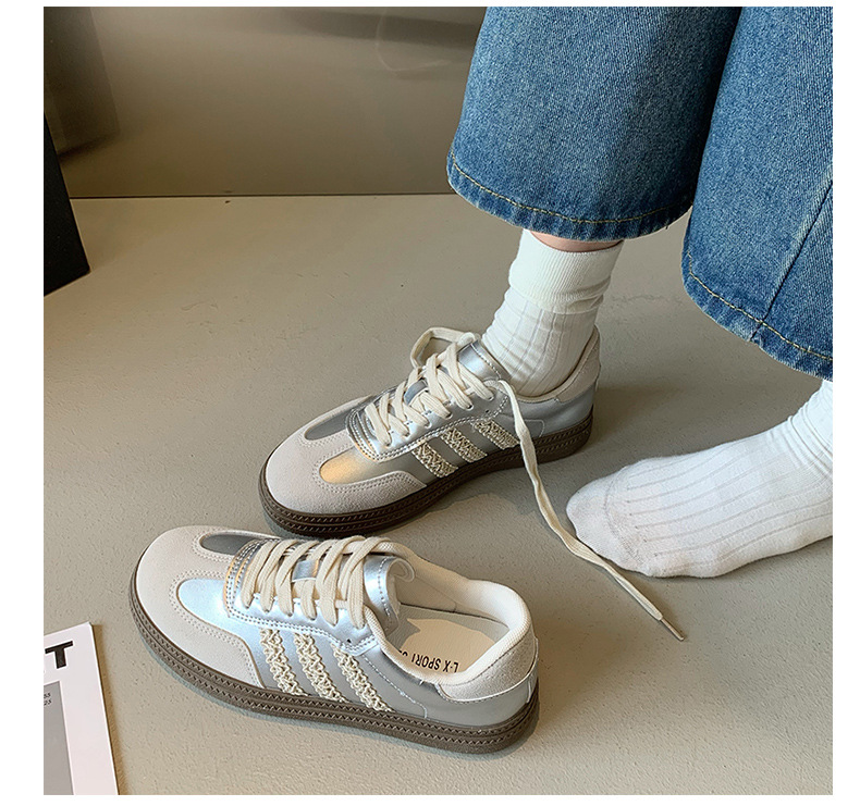 银色圆头德训鞋女款2024年秋季新款复古阿甘鞋软底轻便运动休闲鞋详情26