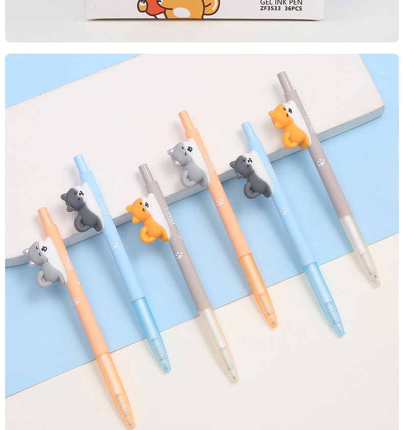 爆款新品可爱动物造型厂家直销创意个性蓝色中性水笔学生文详情12