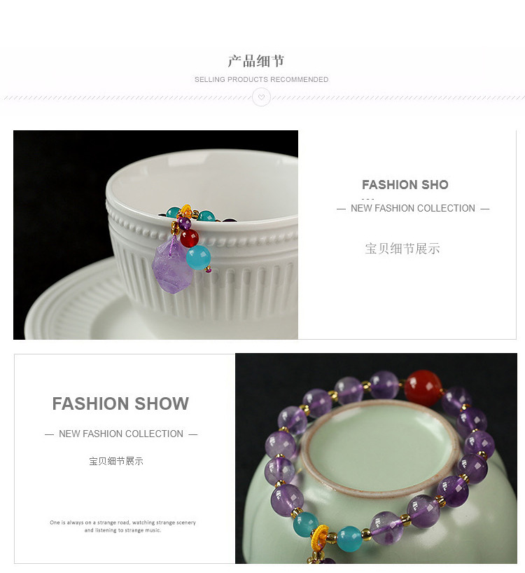 Natural lavender amethyst raw stone bracelet, raw ore irregular conformal amethyst cluster raw stone bracelet pic 8