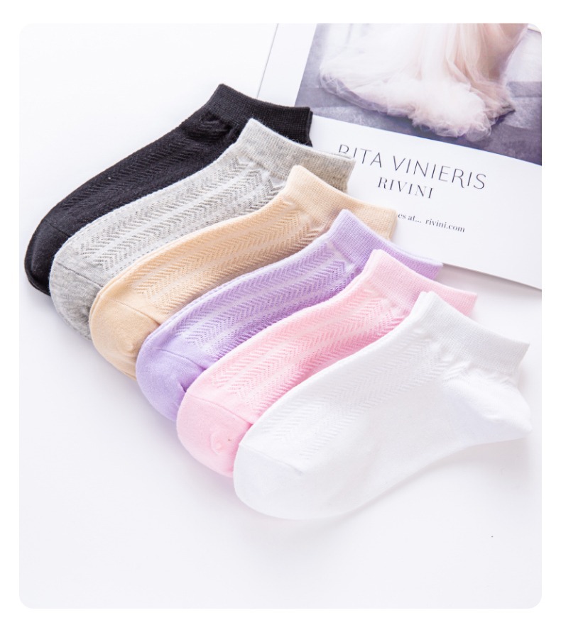 袜子女生网眼透气防臭吸汗女士短筒袜短袜夏天薄款船袜纯棉袜批发详情12