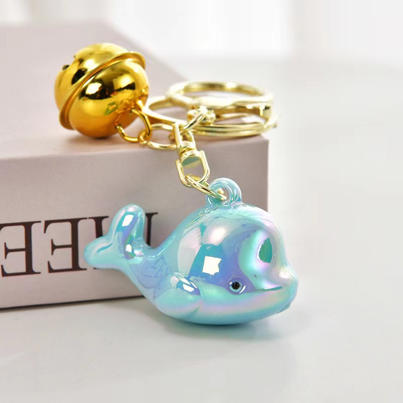 可爱炫彩鲸鱼卡通匙扣镀彩亚克力钥匙链书包挂件情侣小礼品包配饰详情7