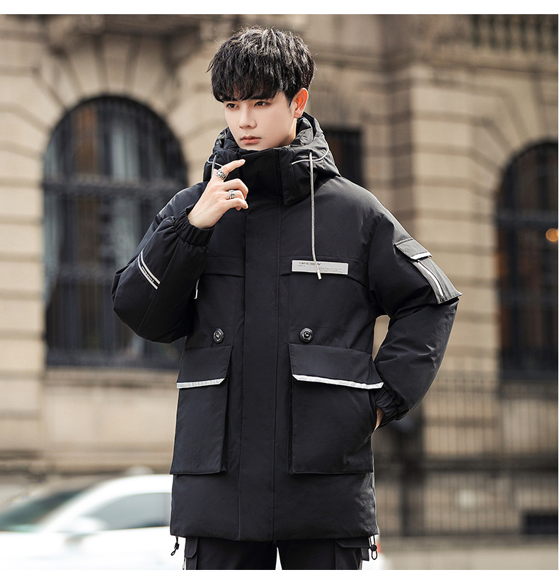 工装羽绒服男中长款2022年冬季新款男士保暖外套百搭男装潮牌上衣详情21