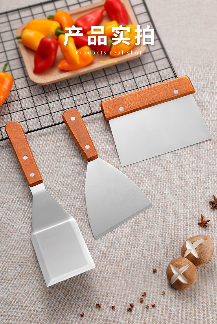 厨具铲子煎铲不锈钢铲子铁板烧铲料理铲牛排烧烤工具套装工厂现货详情14