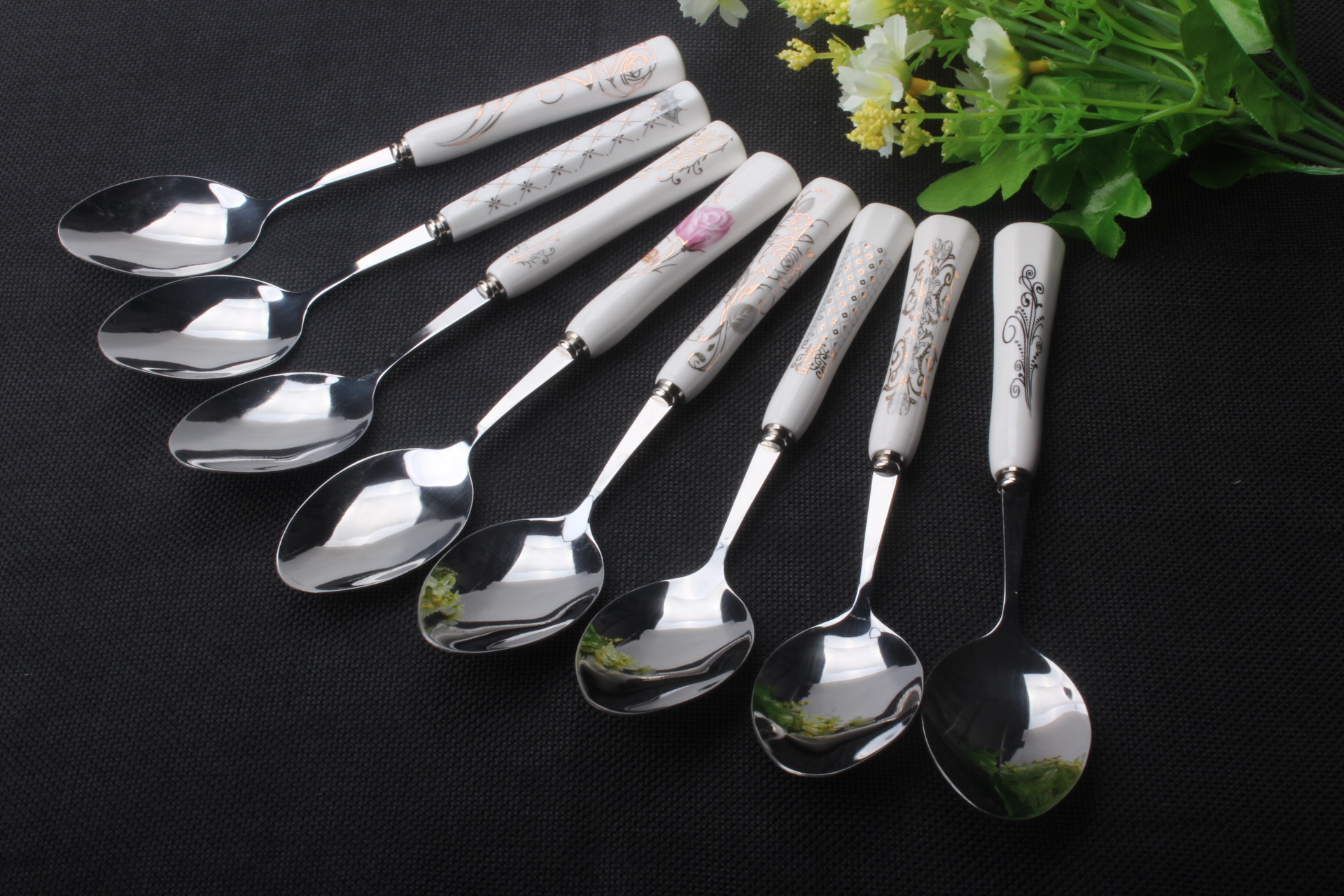 陶瓷柄不锈钢勺子高颜值创意卡通儿童西瓜勺家用咖啡冰淇淋雪糕勺详情22