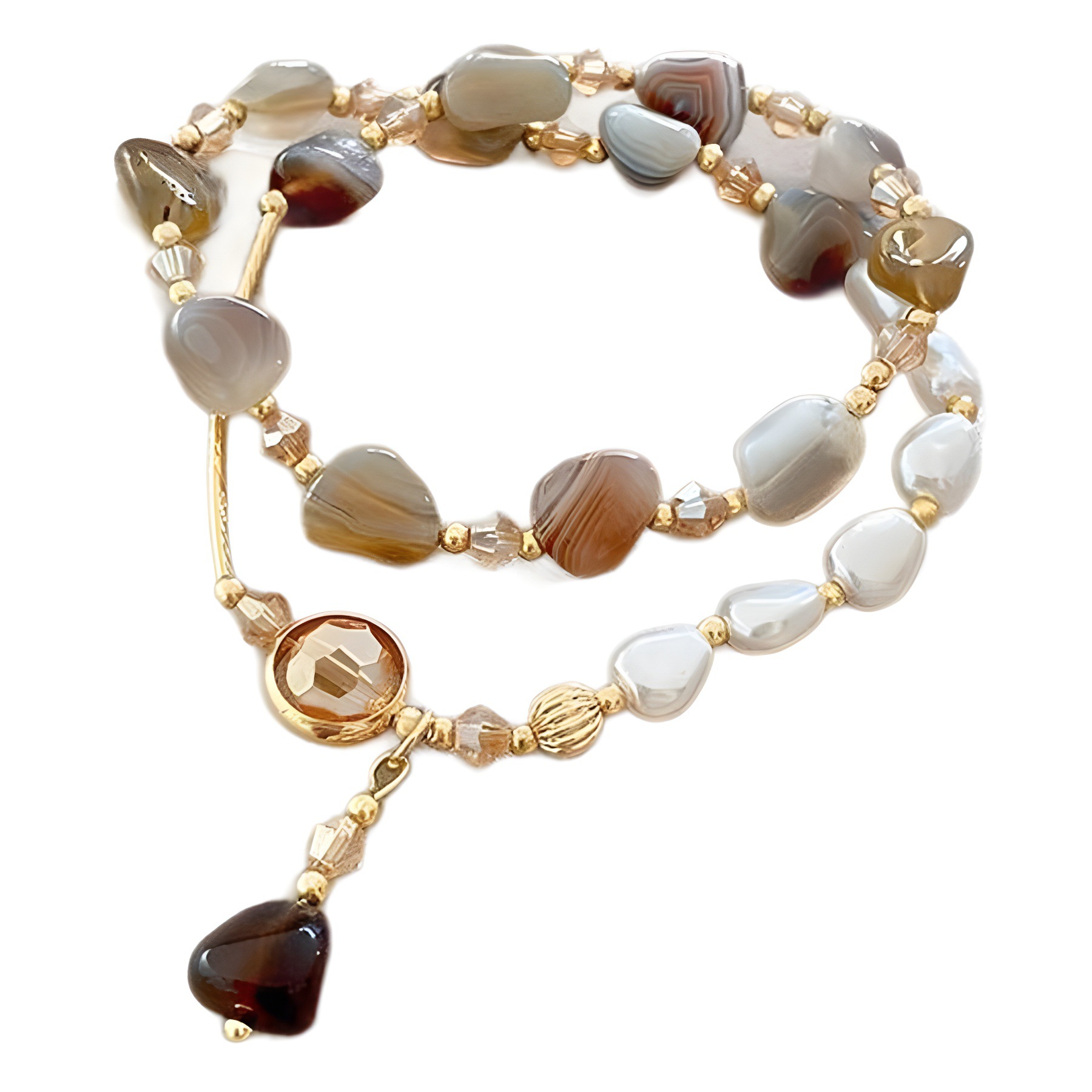 Double-layer stacked imitation natural stone pearl bracelet for women, a niche design sense, light luxury, retro and high-end bracelet, isn bracelet pic 7