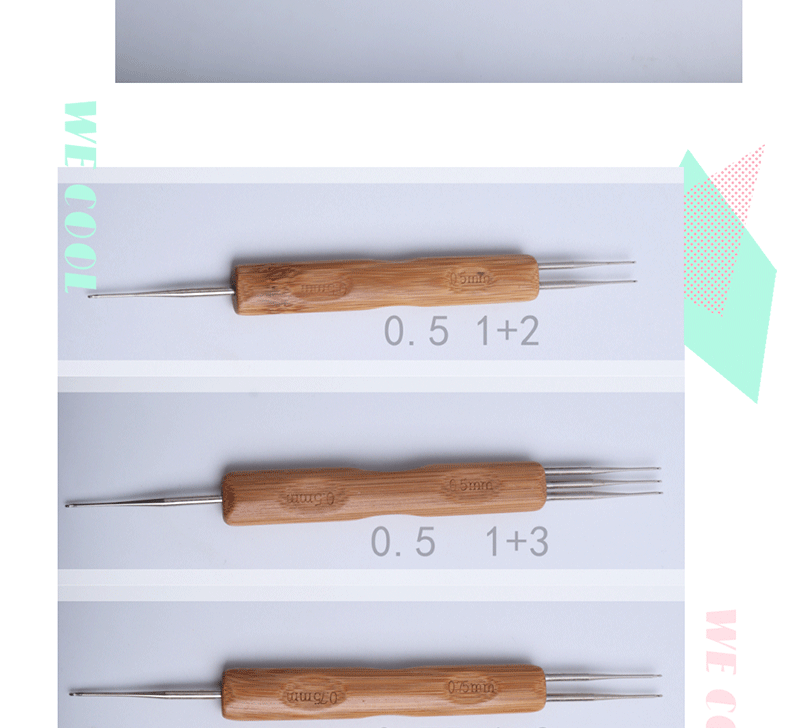碳化竹柄钩针脏辫钩针单双三头0.5/0.75假发钩针不锈钢勾针跨境详情6
