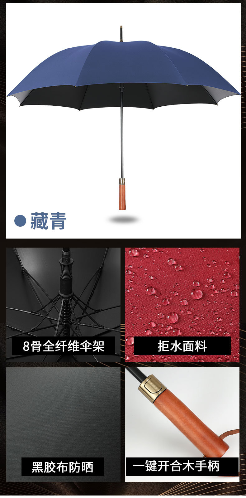 【厂家直销】雨伞定制批发可印logo图案晴雨两用太阳伞广告直杆伞详情14