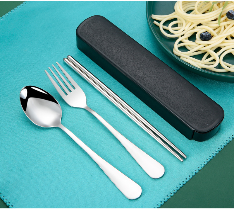 A complete set of tableware, including stainless steel spoons and chopsticks, portable tableware set, a set of chopsticks and spoons, and a three-piece set of knives and forks pic 21