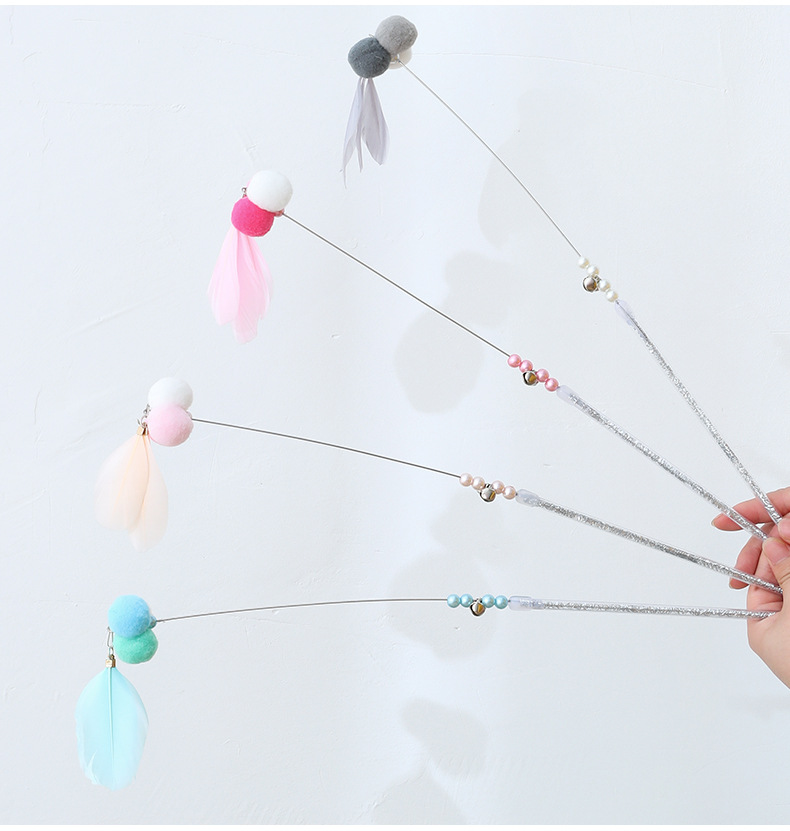 Wholesale in stock: Pipi Tao Three-Ball three-Feather short cat toy with bell feather, pet cat toy pic 37