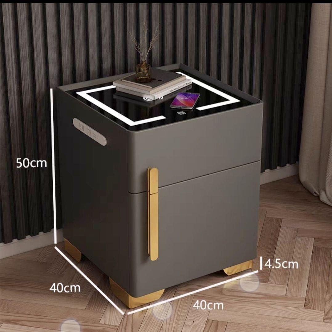Light luxury smart bedside table, safe, multi-functional bedside cabinet, radio charger, Bluetooth speaker, three-color light, bedroom pic 20
