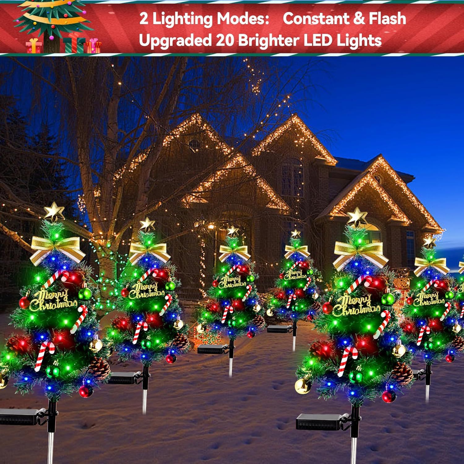 A complete set of Christmas daily necessities, a water-filled Christmas tree with a stable base, and Christmas decals and colorful stripes for decoration, allowing you to experience a strong festive atmosphere pic 5