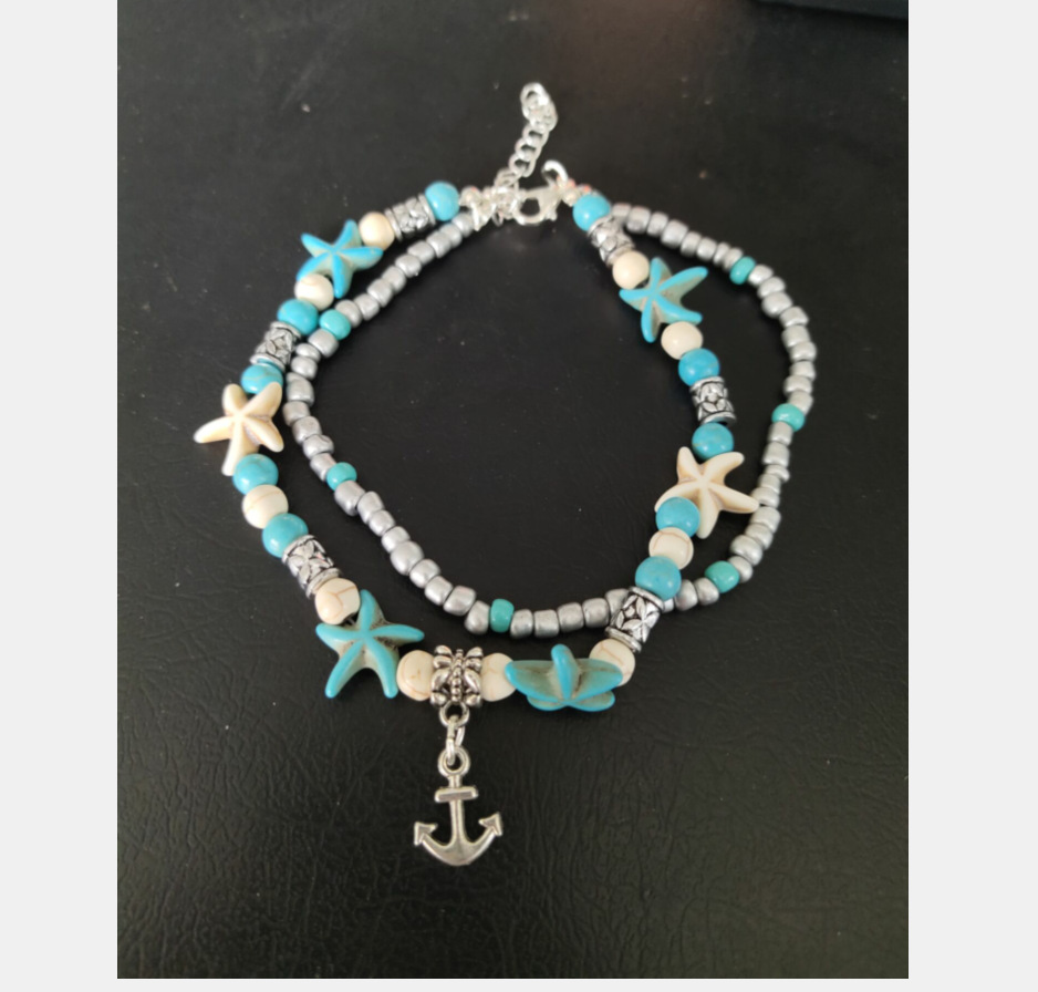 欧美跨境外贸脚饰乌龟脚链吊坠贝壳海星瑜伽沙滩情侣套装脚饰现货详情9