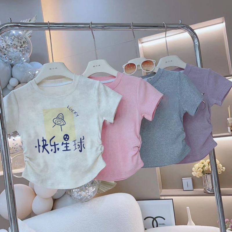 儿童夏季新款纯棉短袖T恤女童洋气上衣宝宝百搭打底潮款抖音爆款详情1