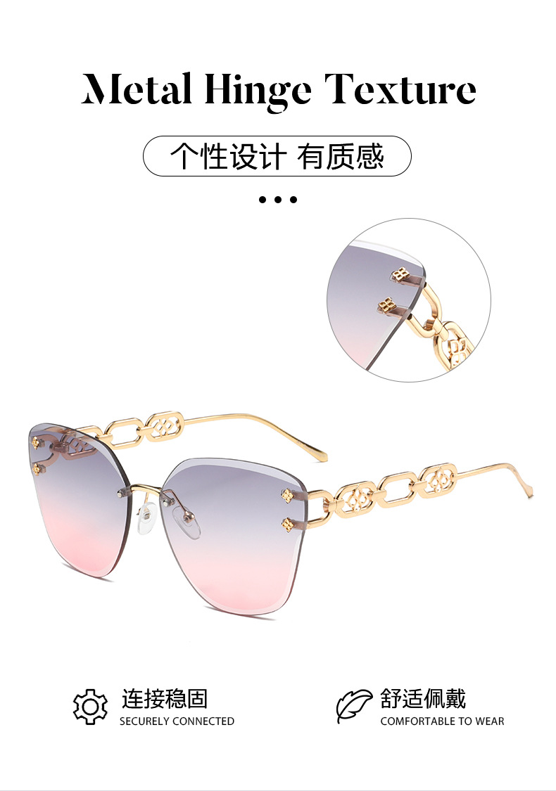 New square frameless sunglasses sold directly by the manufacturer in 2023: Fashionable sunshade for women and sun protection for men, retro and personalized sunglasses pic 2