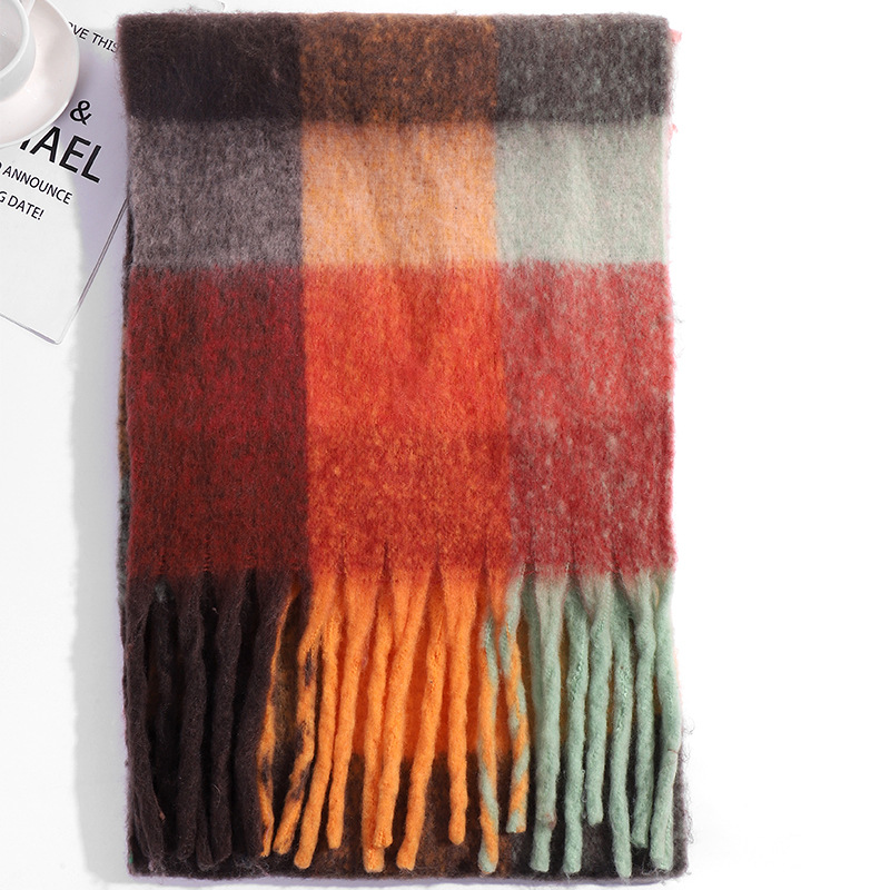 圈圈纱彩色AC格子围巾女冬季加厚保暖仿马海毛粗须仿羊绒披肩外贸详情40