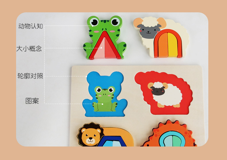 跨境新品儿童益智玩具蒙氏早教启蒙几何形状认知拼图拼板配对玩具详情4