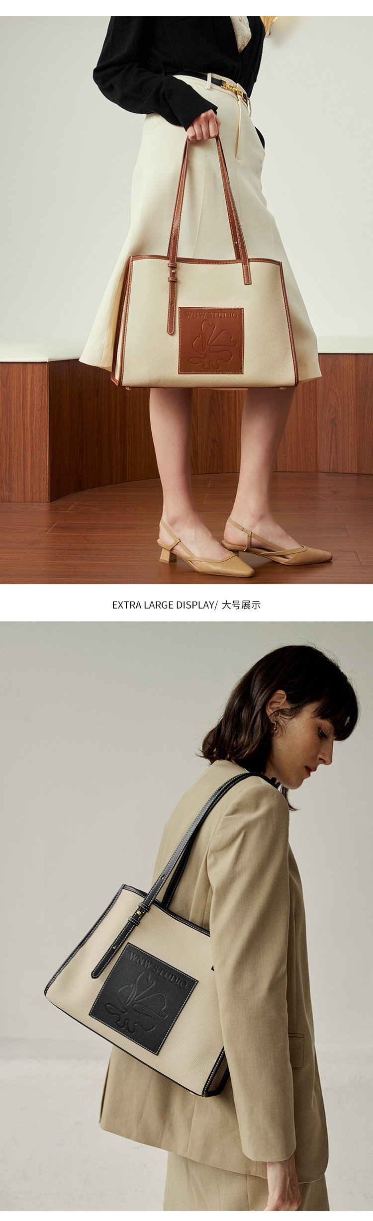 广州真皮女包大容量新款包包女小众单肩包秋冬托特包牛皮斜挎大包详情9