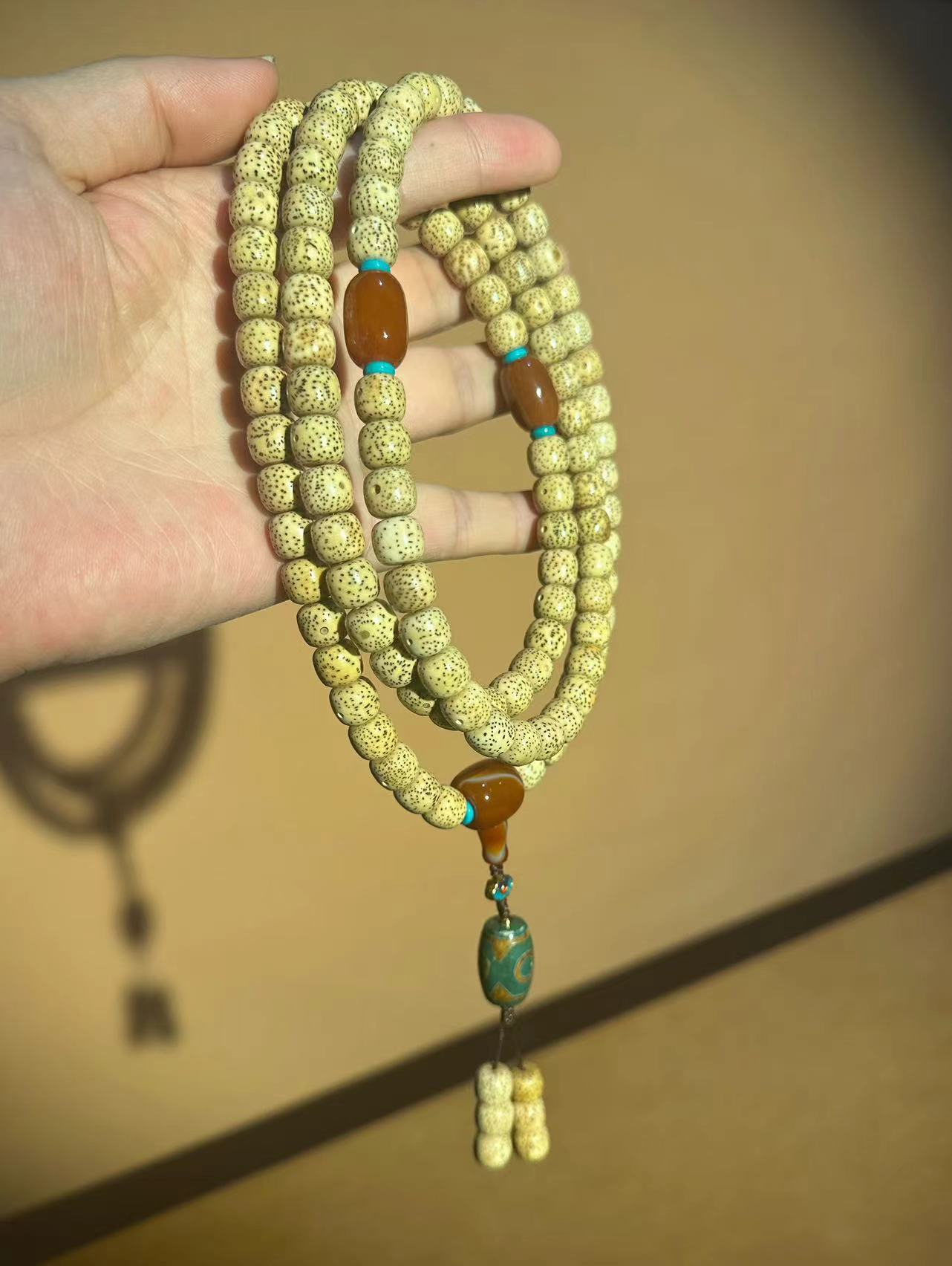 原生态星月菩提佛珠手串 星月菩提108颗佛珠海南黄金籽菩提念珠多圈手串玛瑙天珠文玩批发详情17