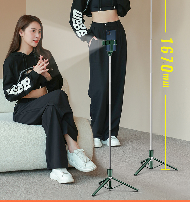 Mobile phone, selfie stick, Bluetooth, Douyin, live streaming, all-in-one retractable portable camera, photography stand, tripod, universal pic 126