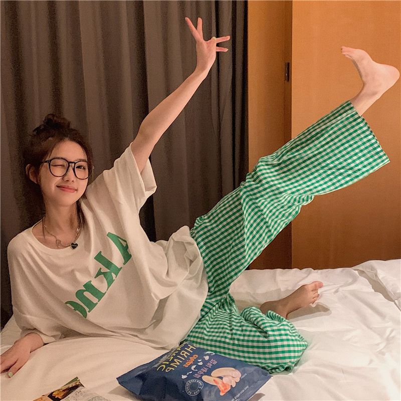遛弯裤卡通睡裤女春秋新款居家可爱印花宽松休闲夏季空调防蚊长裤详情49