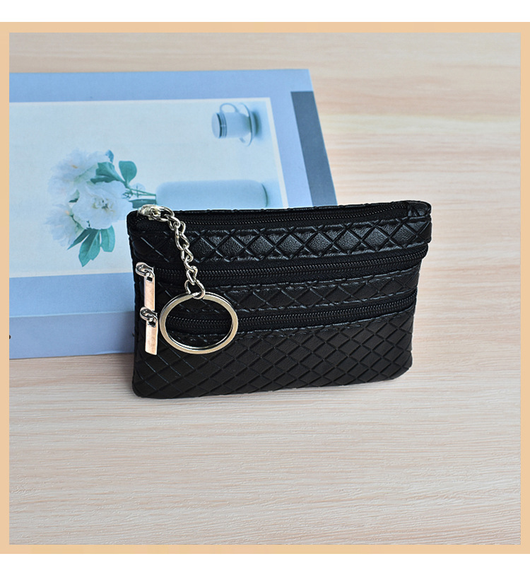 包包女新款简约女士零钱包格纹复古钥匙包小巧便携菱格软面卡包详情12