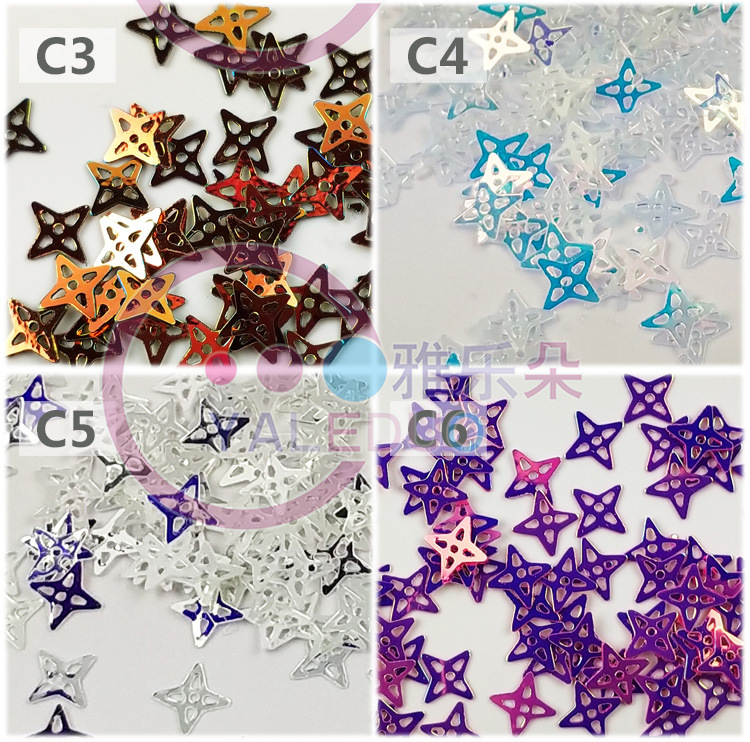 8mm hollowed-out four-corner star gold shiny diy nail art jewelry, eye decoration, Christmas ball handicraft accessories pic 5