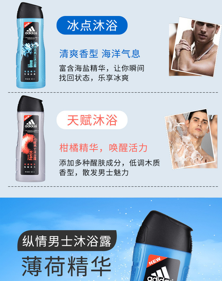 阿迪达斯男士活力沐浴露激情天赋冰点能量纵情400ml清洁舒缓批发详情3
