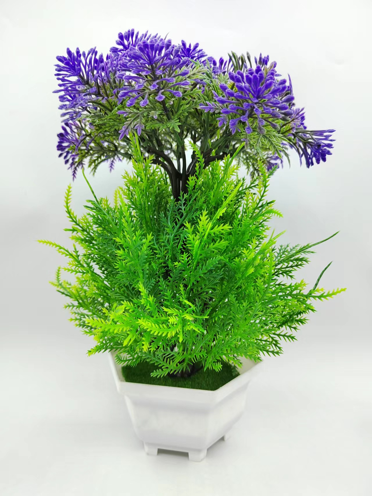Hongsheng Simulation Craft double-layer creative pine tree home mini decorative items, indoor decoration green plant decorative items pic 2