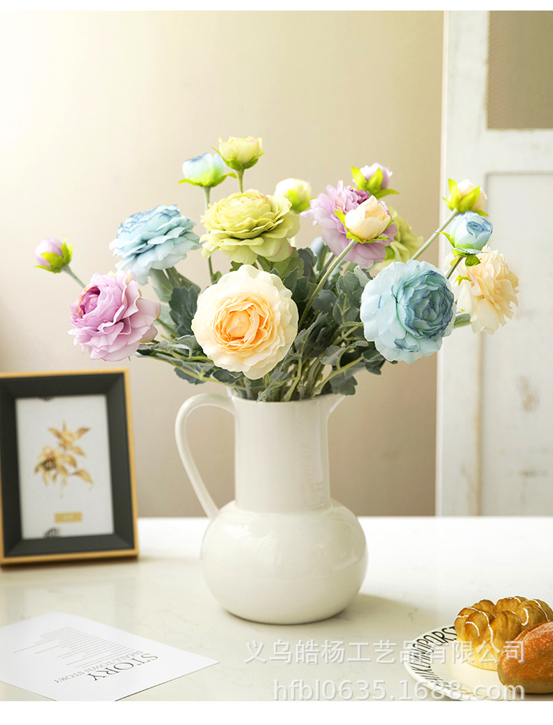 地中海字母奶水壶陶瓷花瓶文艺白色餐桌客厅插花干花瓶装饰摆件详情8