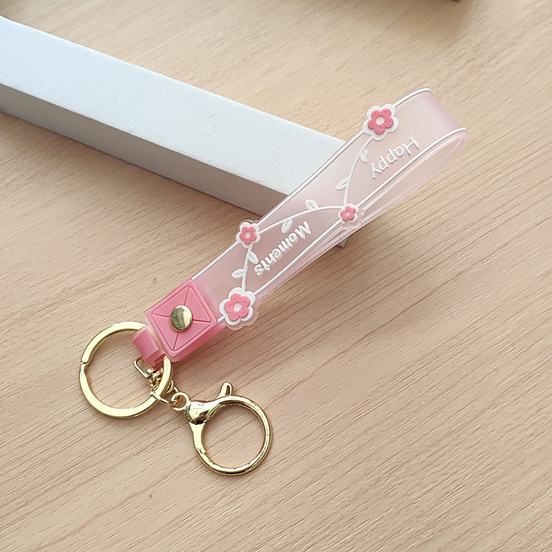 Transparent PVC soft rubber rope sand bottle keychain, girlish heart schoolbag hanging accessory, small gift hanging piece, keychain pic 17