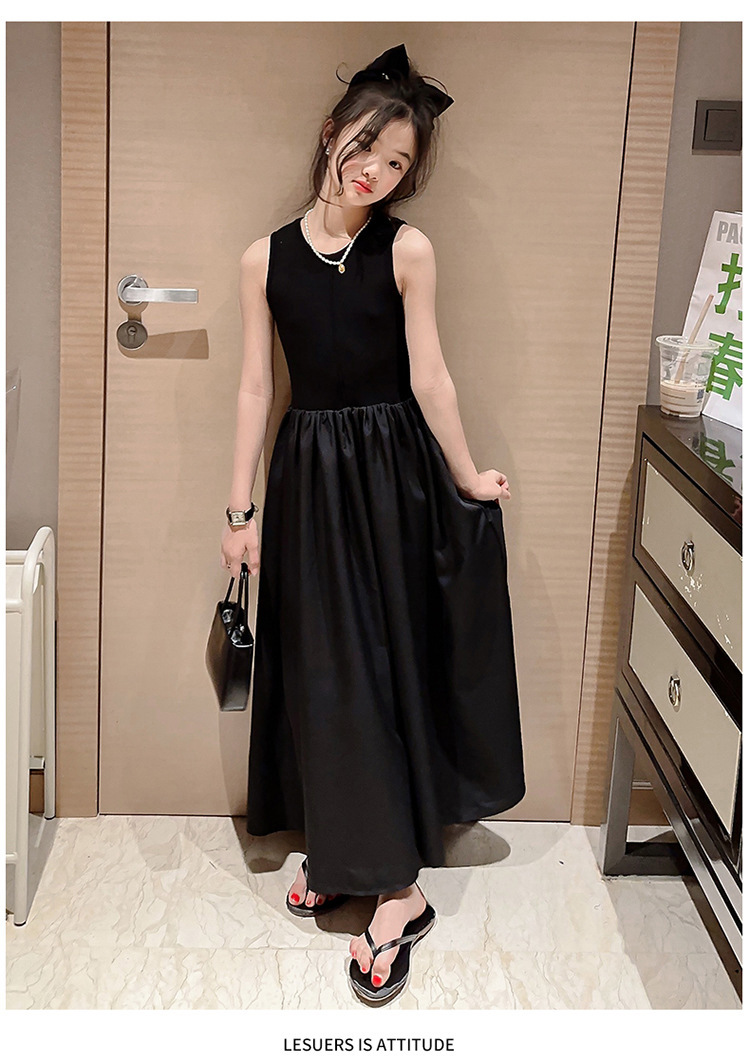 女童连衣裙夏装2023新款夏季儿童洋气公主裙网红中大童无袖长裙子详情14