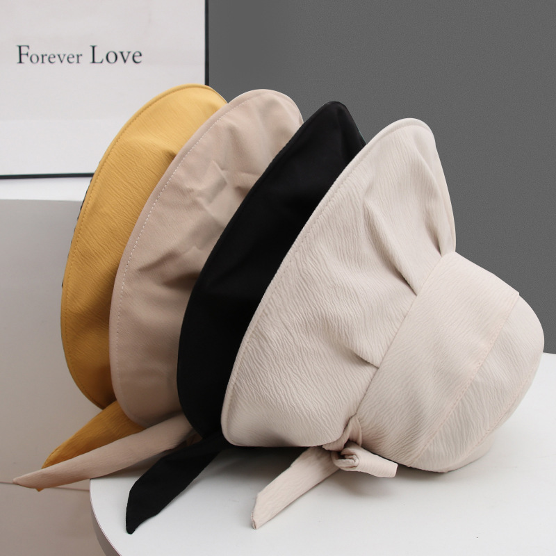 Versión coreana sombrero de sol de vinilo mujer color sólido cornisa sombrero de pescador protector uv visera visera de verano sombrero de sol maré pic 13