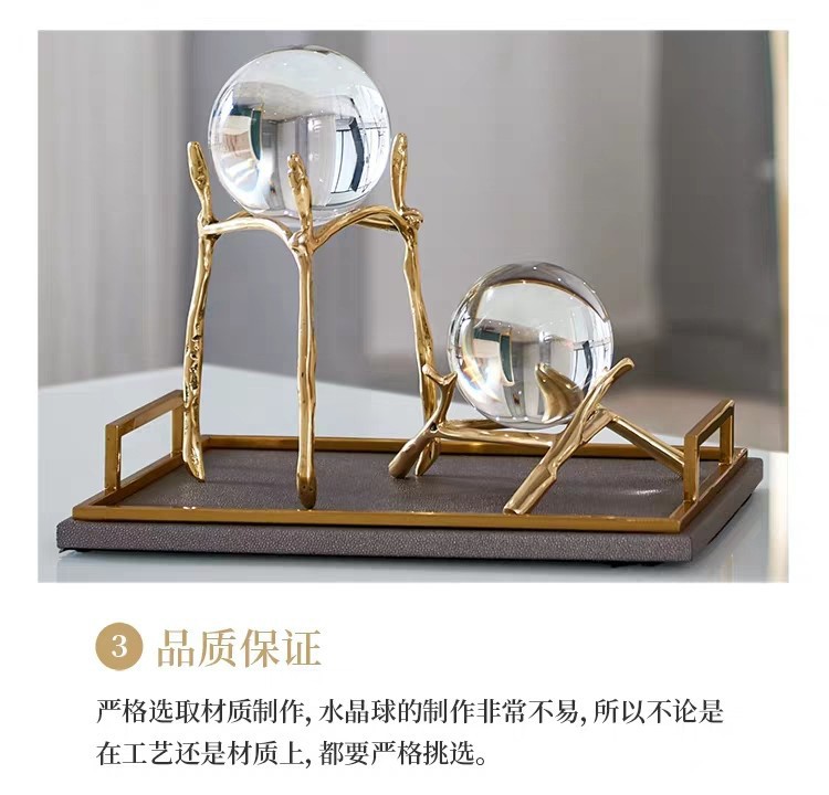 Crystal ball ornaments, European-style living room, model room, soft furnishings, study, entrance hall, office, American-style wine cabinet, light luxury handicrafts pic 8