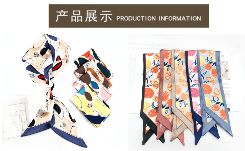 10*150 cartoon silk scarf hair band, versatile for women, spring and autumn with suits, professional neckerchiefs, decorative ribbons, tie bags and hair ties pic 14