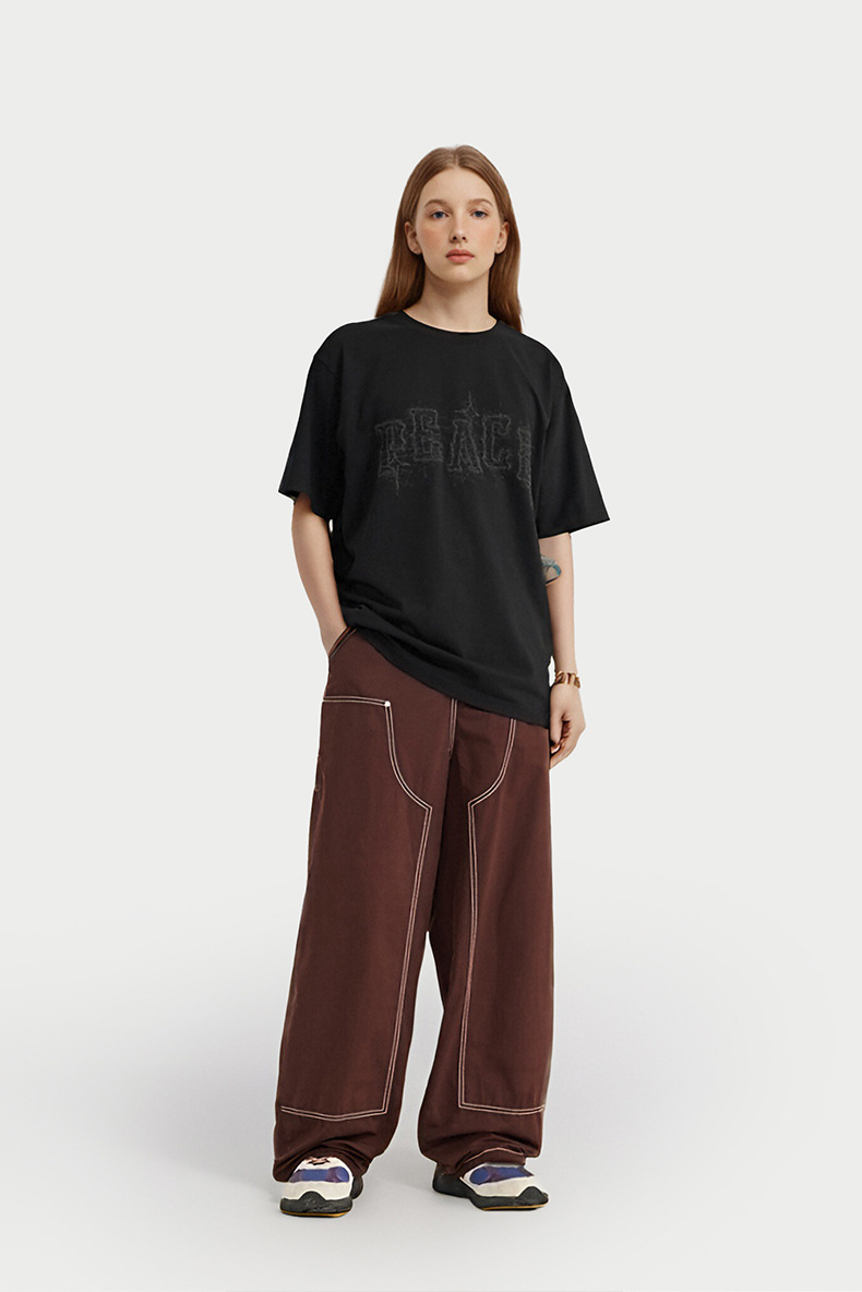 INF男装|美式泡沫发泡印花T恤2024春夏新品潮牌街头宽松短袖男士详情10