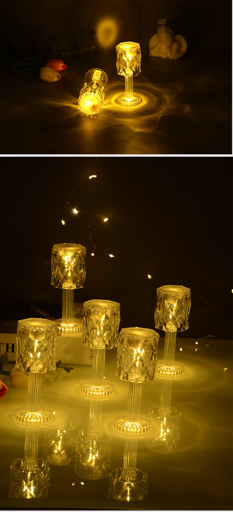 Transparent acrylic night light, modern and simple bedroom bedside lamp, new warm color mini projection LED small table lamp pic 11