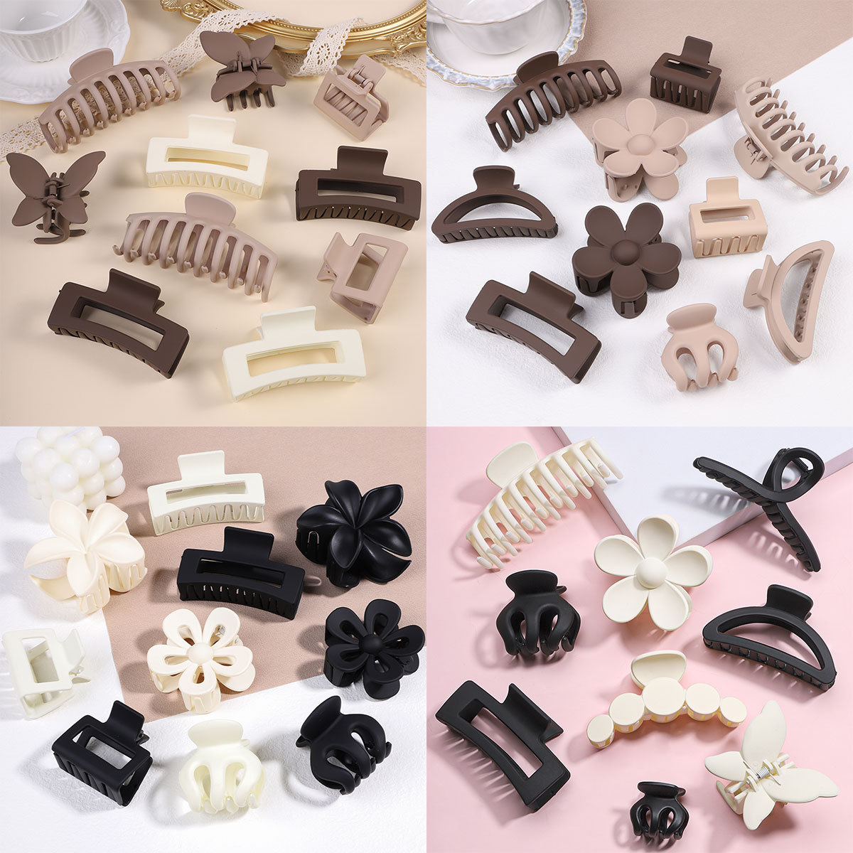 跨境新款拉丝鎏金鸡蛋花抓夹小号紫荆花编发碎发夹高级感金丝发饰详情9