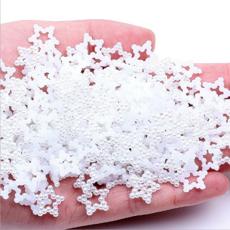 Hollow five-pointed star beads 12mm, self-sold by the manufacturer, pearl flower jewelry accessories, pearl three-dimensional flower imitation pearl V100 pic 2