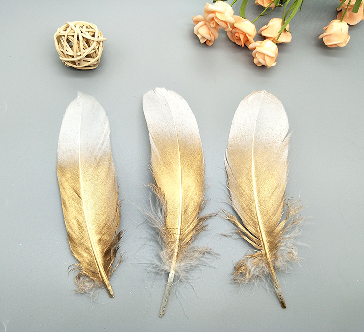 A large quill feather gift box with all-gold and all-silver feathers, paper card bookmarks and decorative quill pens pic 32