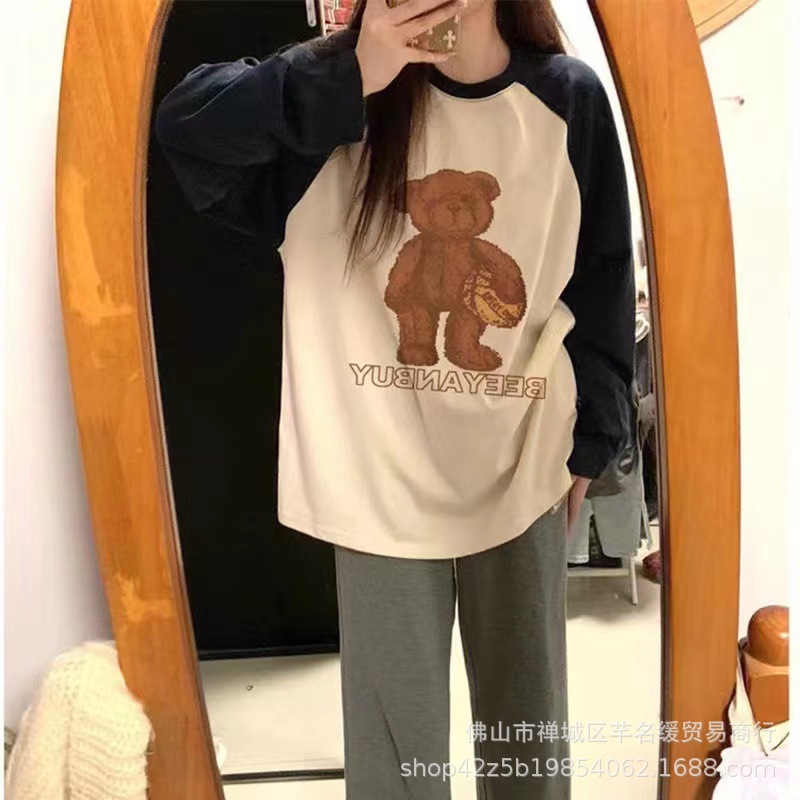 2023春秋新款女装长袖t恤韩版休闲大码女式t恤上衣打底衫外贸批发详情5