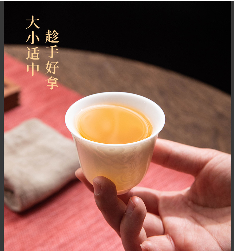 Factory direct sales of Dehua white porcelain jadeite Kung Fu tea cups, personal cups, tea tasting cups, simple household tea drinking ceramic cups pic 22