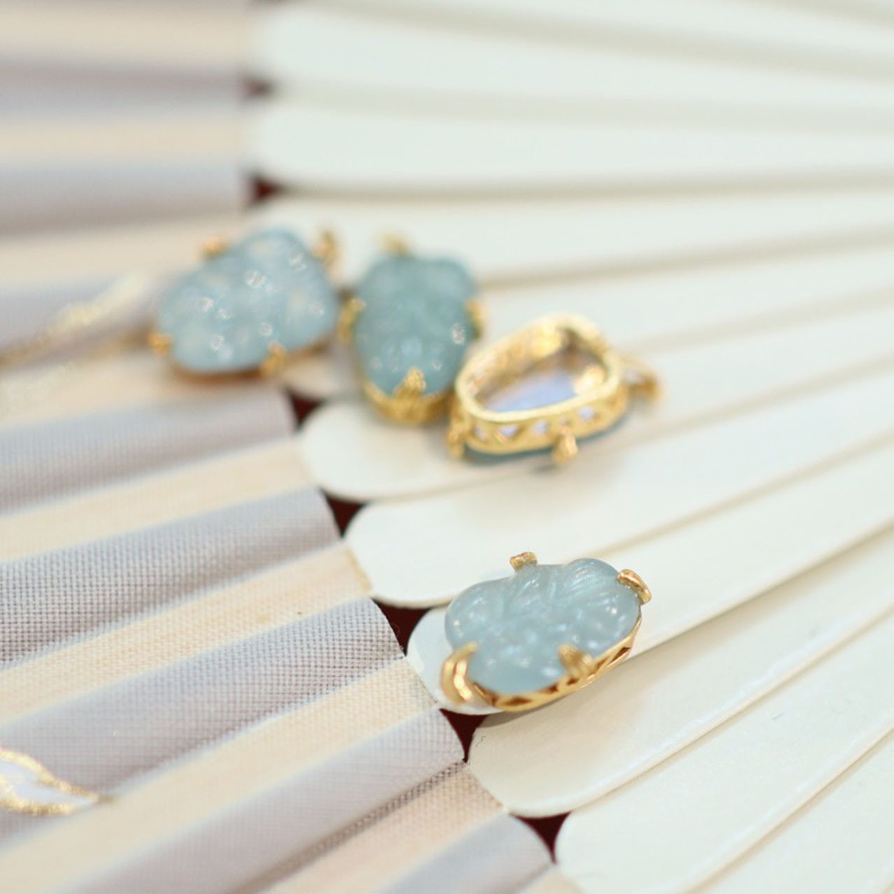 925 silver gold-plated blue water jade leaf inlay 925 silver gold-plated jewelry accessory bracelet small accessory wholesale DIY pic 9
