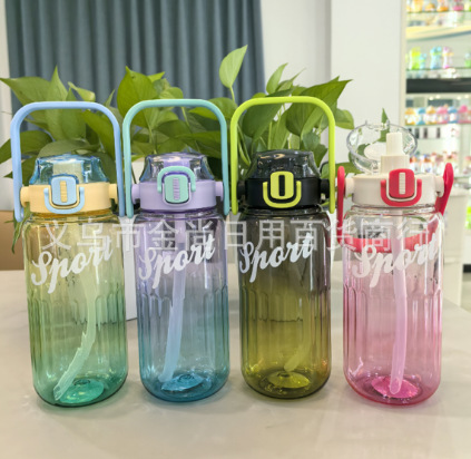 Dopamine dual-color gradient water cup, large-capacity, shock-resistant, hand-held, popular plastic cup, portable space cup pic 5