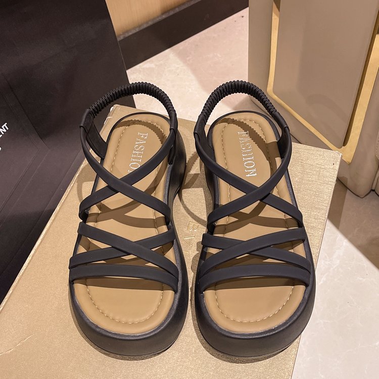 厚底松糕凉鞋女2024年夏季新款韩版小个子交叉细带高跟罗马鞋详情16