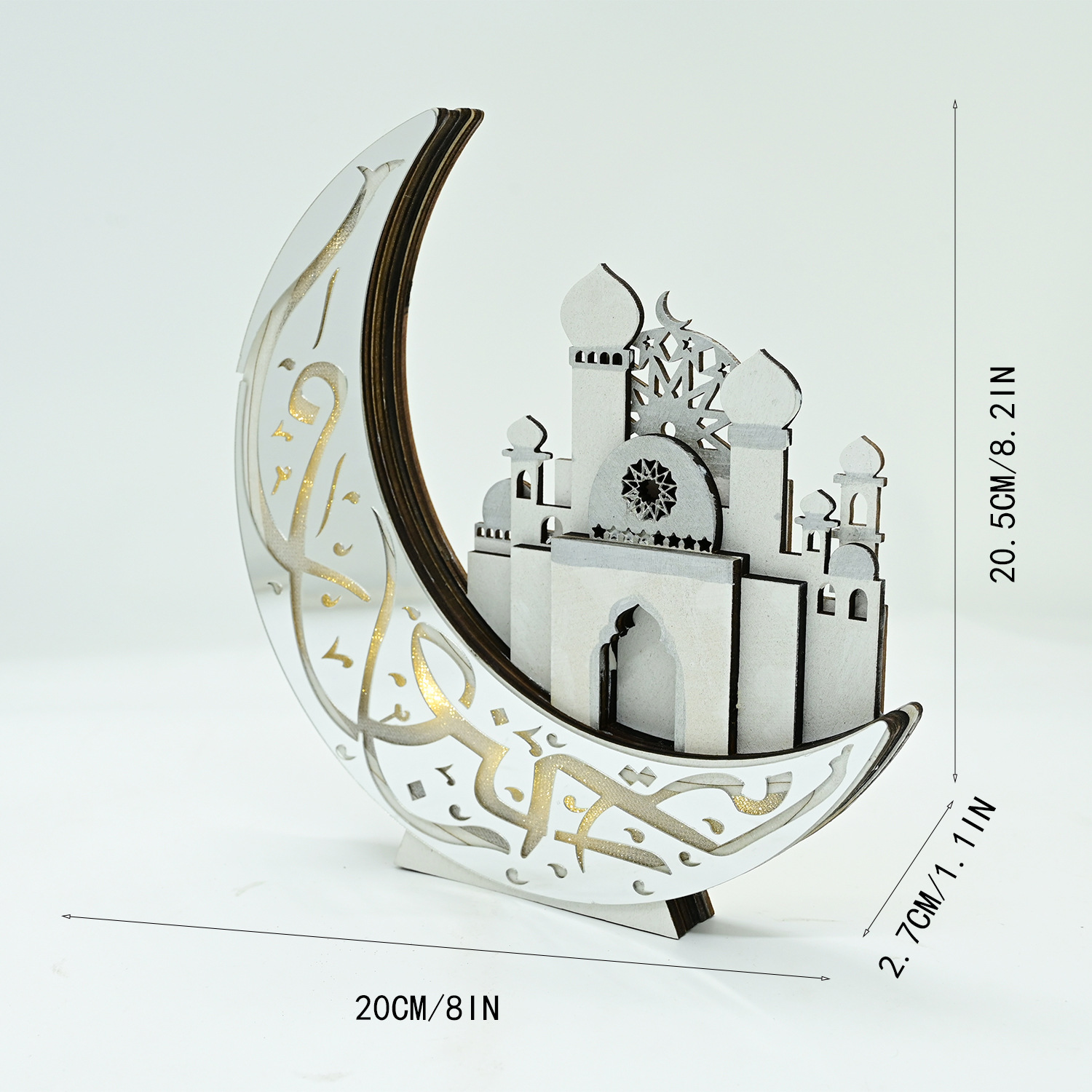 新款穆斯林LED立体木质城堡摆件 伊斯兰古尔邦节装饰品摆饰详情24