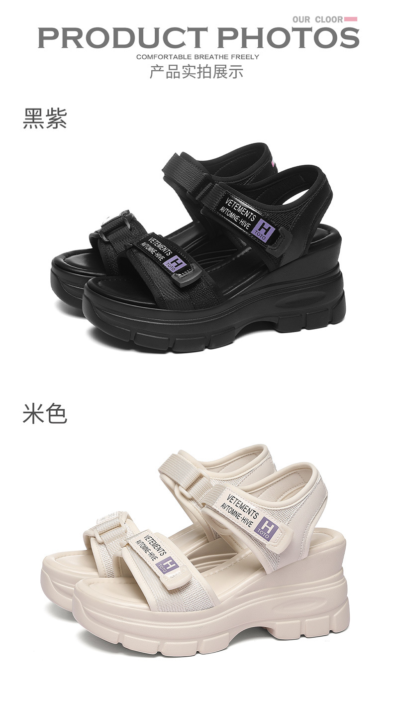 运动凉鞋女2024夏季新款魔术贴厚底罗马百搭时尚休闲舒适女鞋子详情18
