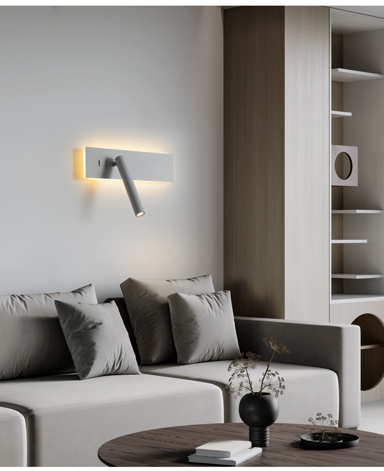 Bedside lamp, wall lamp, bedroom creative with switch, long strip rotating, minimalist reading lamp, hotel living room TV, wall lamp pic 11