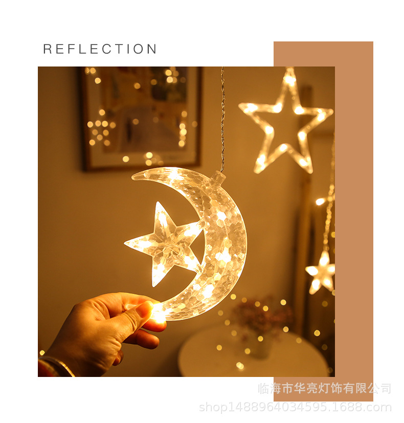 装饰灯月伴星灯led灯串窗帘灯圣诞节日灯婚庆ins小彩灯星星灯代发详情12
